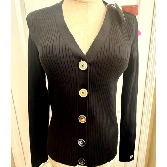BAPY JAPAN Bathing Ape Womens Ribbed Black Cardigan Sz S Color Buttons NWT $530